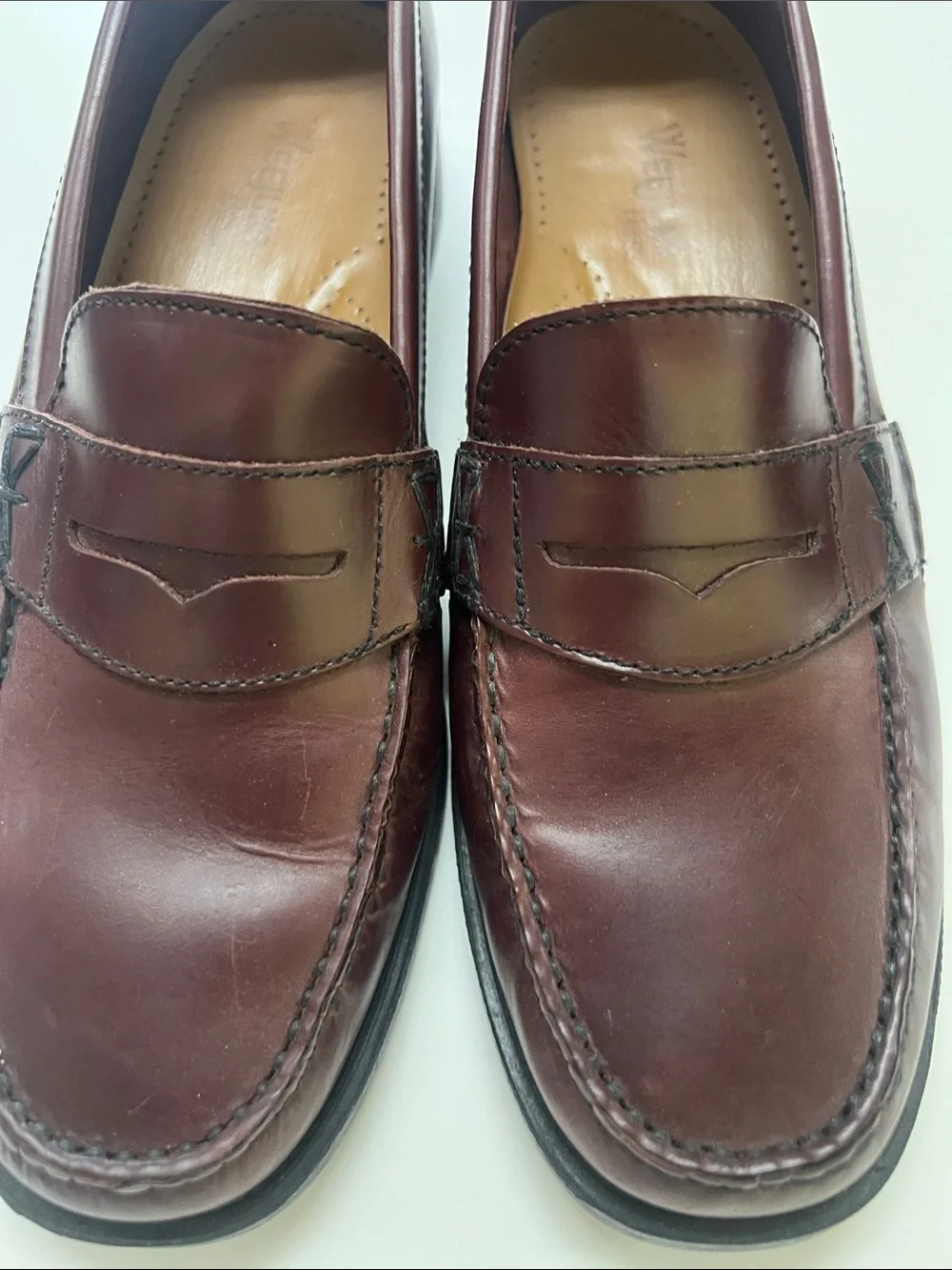 Bass Men's Dark Burgundy Leather Penny Loafers